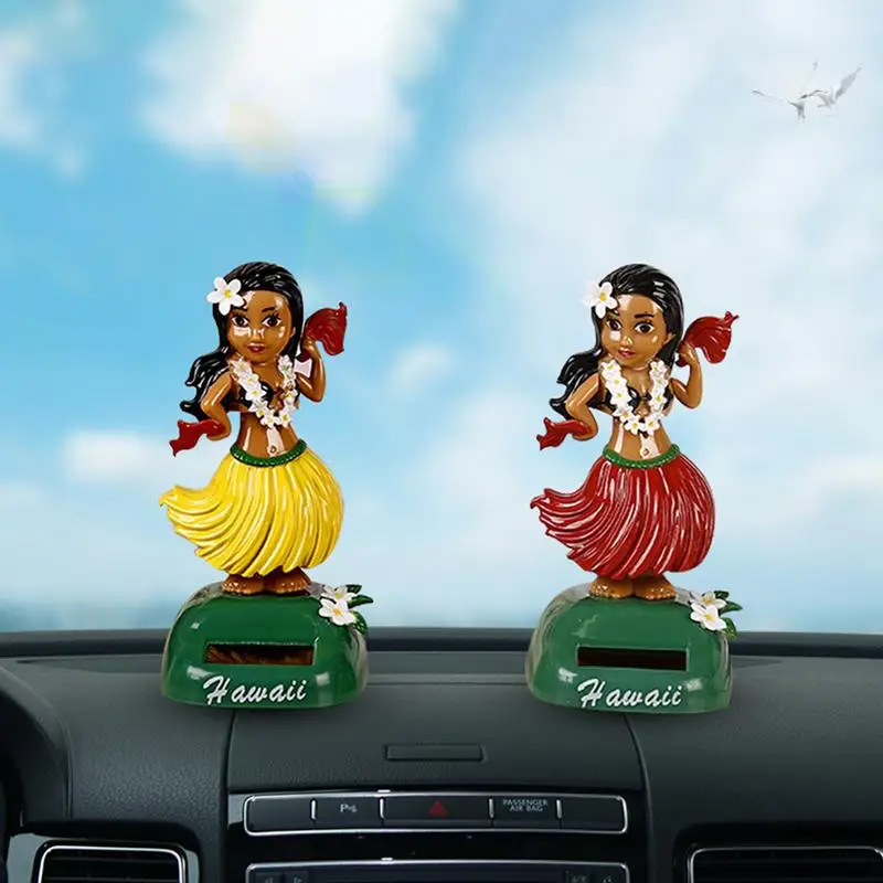 Figurine Solaire Dansante, Danseuse Hawaienne Voiture Qui Bouge, Jouet  Voiture Solaire Balançoire Poupée Hawaiian Fille Danse Jouet, Figurine