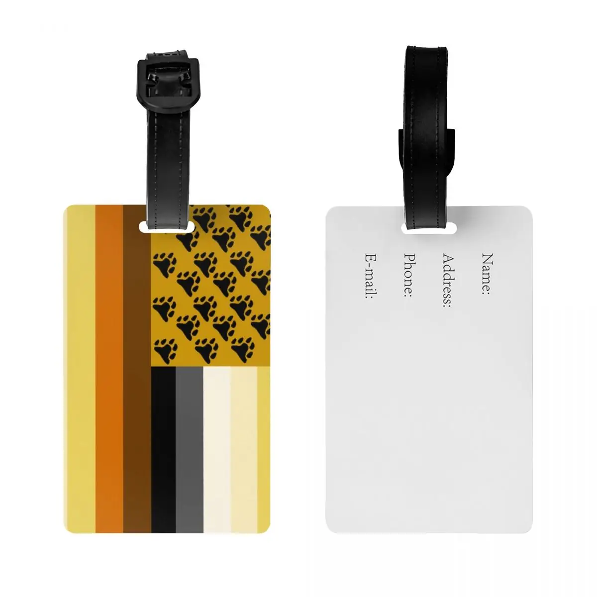Custom GLBT American Bear Flag Luggage Tag With Name Card Gay Pride Paw Privacy Cover ID Label for Travel Bag Suitcase