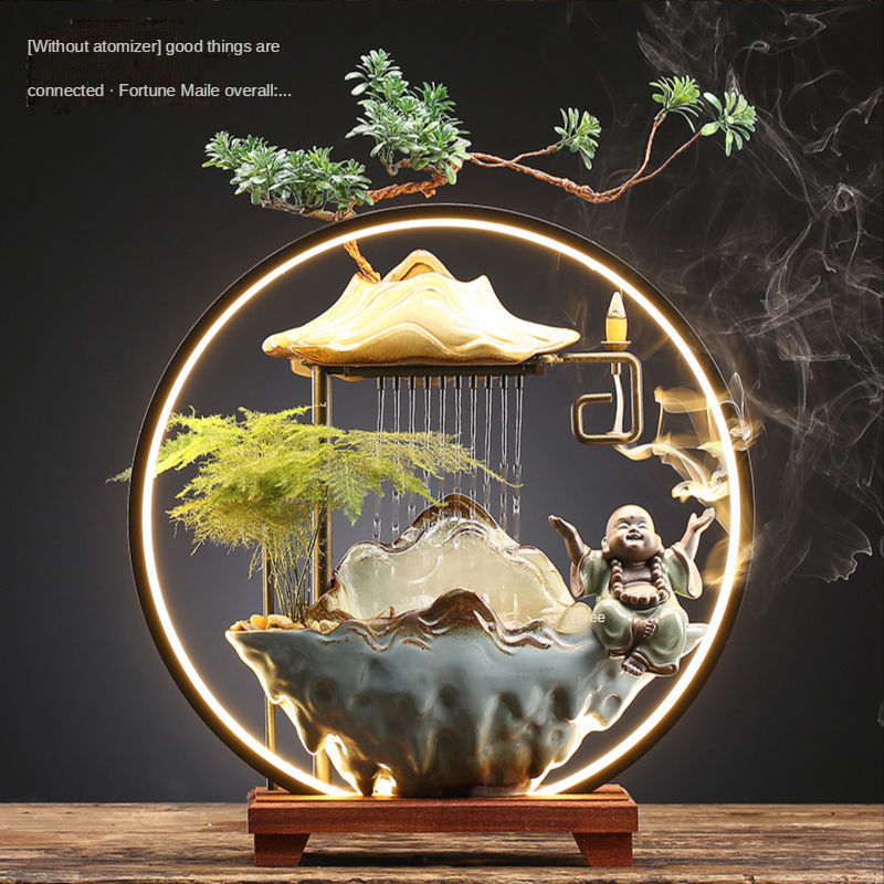 Glamorous Home Waterfall 4 Lucky flowing water ornaments waterwheel circulating water living room to make money creative home waterscape