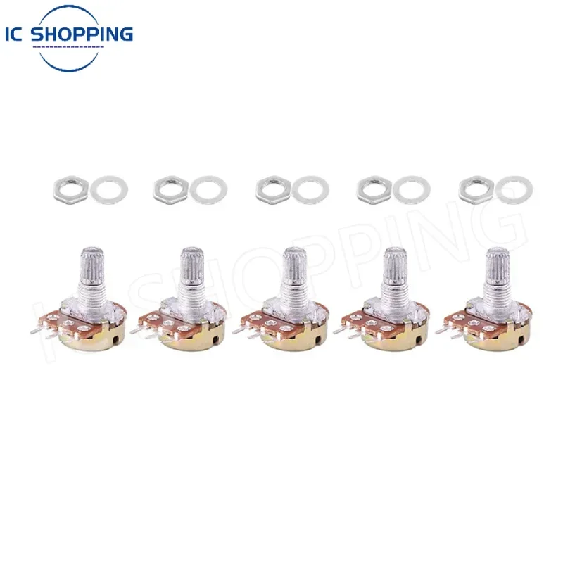 Potentiometer kit multiturn potentiometer linear potentiometer rotary potentiometer trimmer potentiometer adjustable resistor potentiometer knobs 50PCS WH148 Single Linked Potentiometer B1K 2K 5K 10K 20K 50K 100K 500K 1M Handle Length 15mm Adjustable Resistance