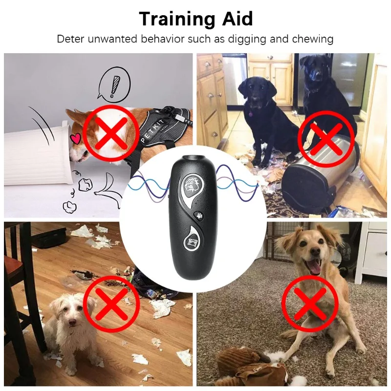 New Ultrasonic Dog Chaser Stop Aggressive Animal Attacks Repeller Flashlight Dog Training Equipment Anti Barking Device