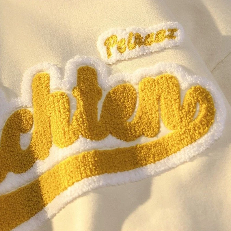 Retro Embroidered Sweatshirt, V-Neck, Loose Letter Shirt, Long-Sleeved Shirt, Plus Size