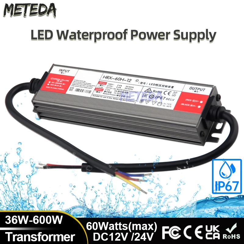 

Ip67 Waterproof Transformator 220v To 12v 24v 60W Switching Power Supply 12v 24v Led Driver Transformer Outdoor Light Power