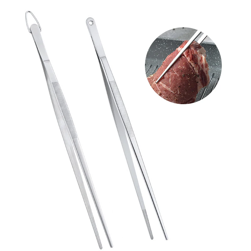 

1Pc 30CM Kitchen Tweezers Fine Tweezer Tongs Extra-Long Stainless Steel Cooking Tweezers For BBQ Cooking Bartending Tools