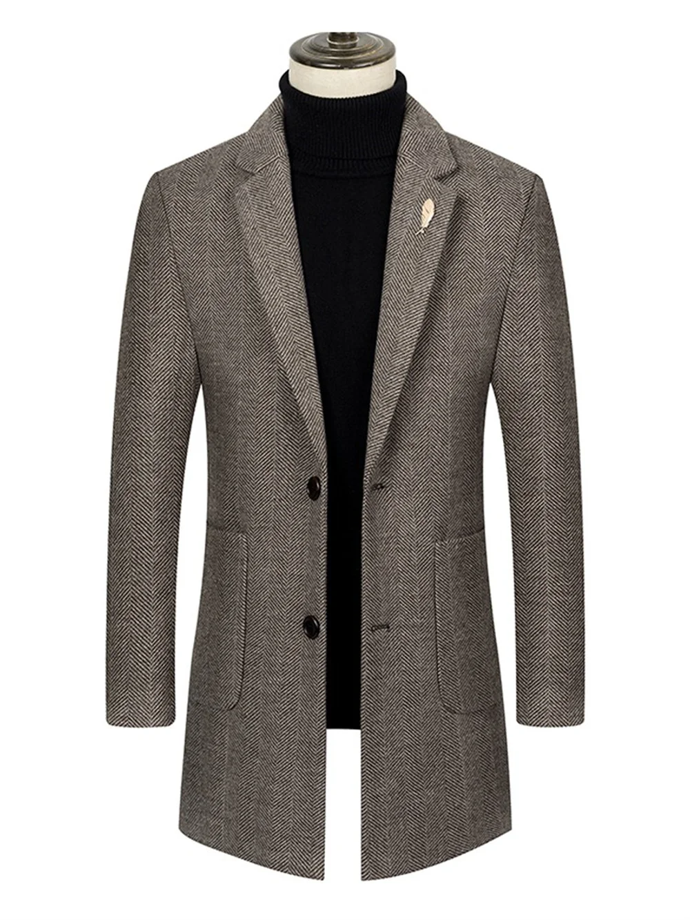 Jacket Blazer Male suit 2023 New in Business Casual Suit Collar Trench Coat Wool Men's Trench Coat Single-breasted Slim Coat