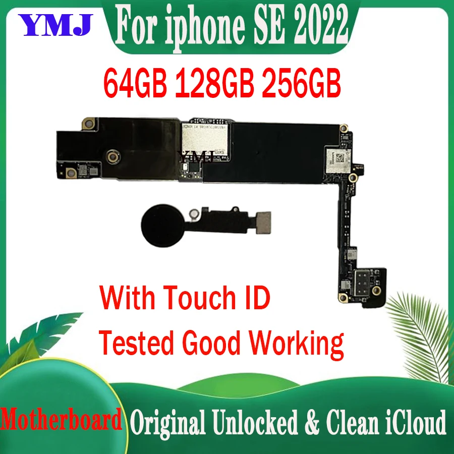 

With/No Touch ID Clean ICloud Original For Iphone SE 2022 Motherboard Unlocked No ID Account Plate 64GB/128GB/256GB Mainboard