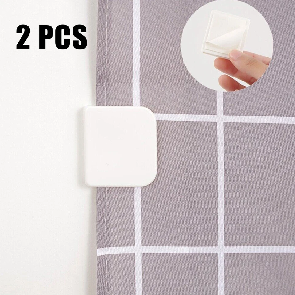 2pcs Shower Curtain Clips, Self Adhesive Protective Cover Bathroom Splash Guard Accessories