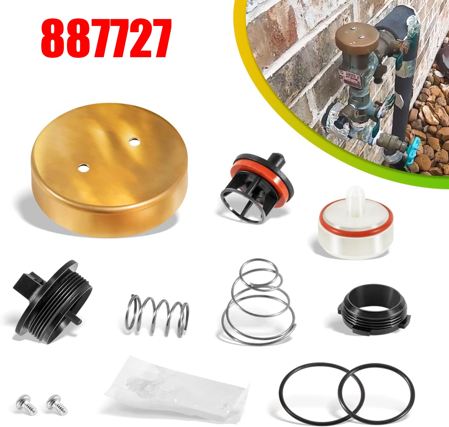 

TM Replace for Watts 0887727 1/2 & 3/4 Inch Pressure Vacuum Breaker Total Repair Kit RK 800M4-T 1/2"-3/4" Total Repair Kit