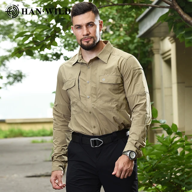 Outdoor Quick Dry Long Sleeve Cargo Work Shirts With Pockets Mens Safari  Hiking Shirts Button Down Shirts Hunting Clothes - Shirts - AliExpress