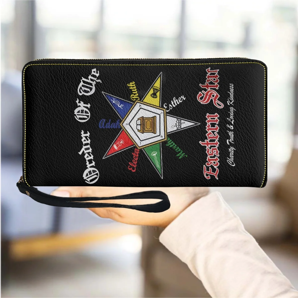 Luxury Women's Clutch Bag Sorority Leather Wallet OES Sisterhood Eastern Star Coin Purse Bags Card Holder Custom Designer Pack