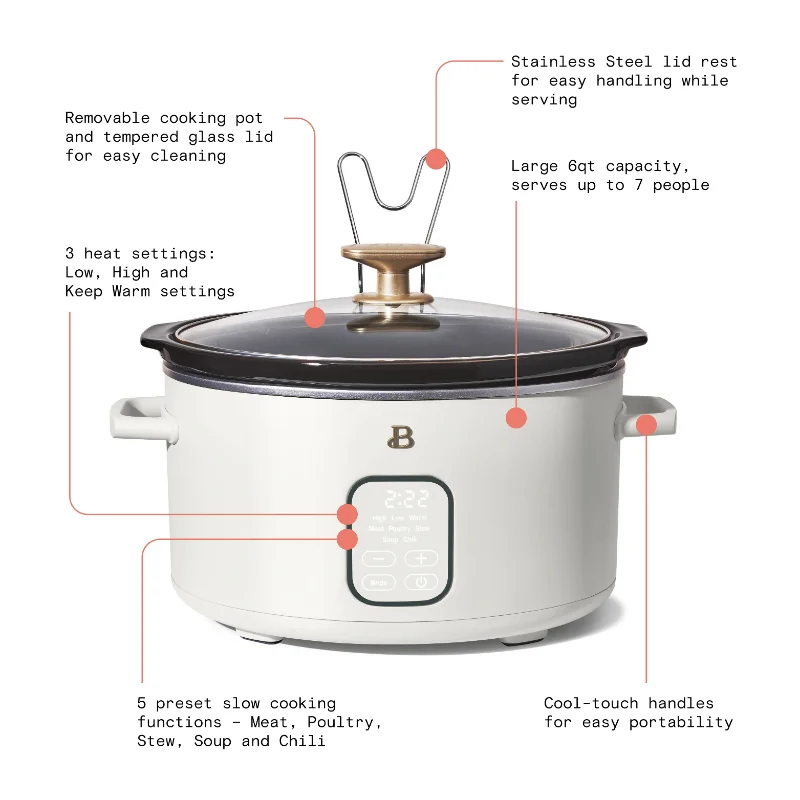 6 Quart Programmable Slow Cooker White Icing by Drew Barrymore