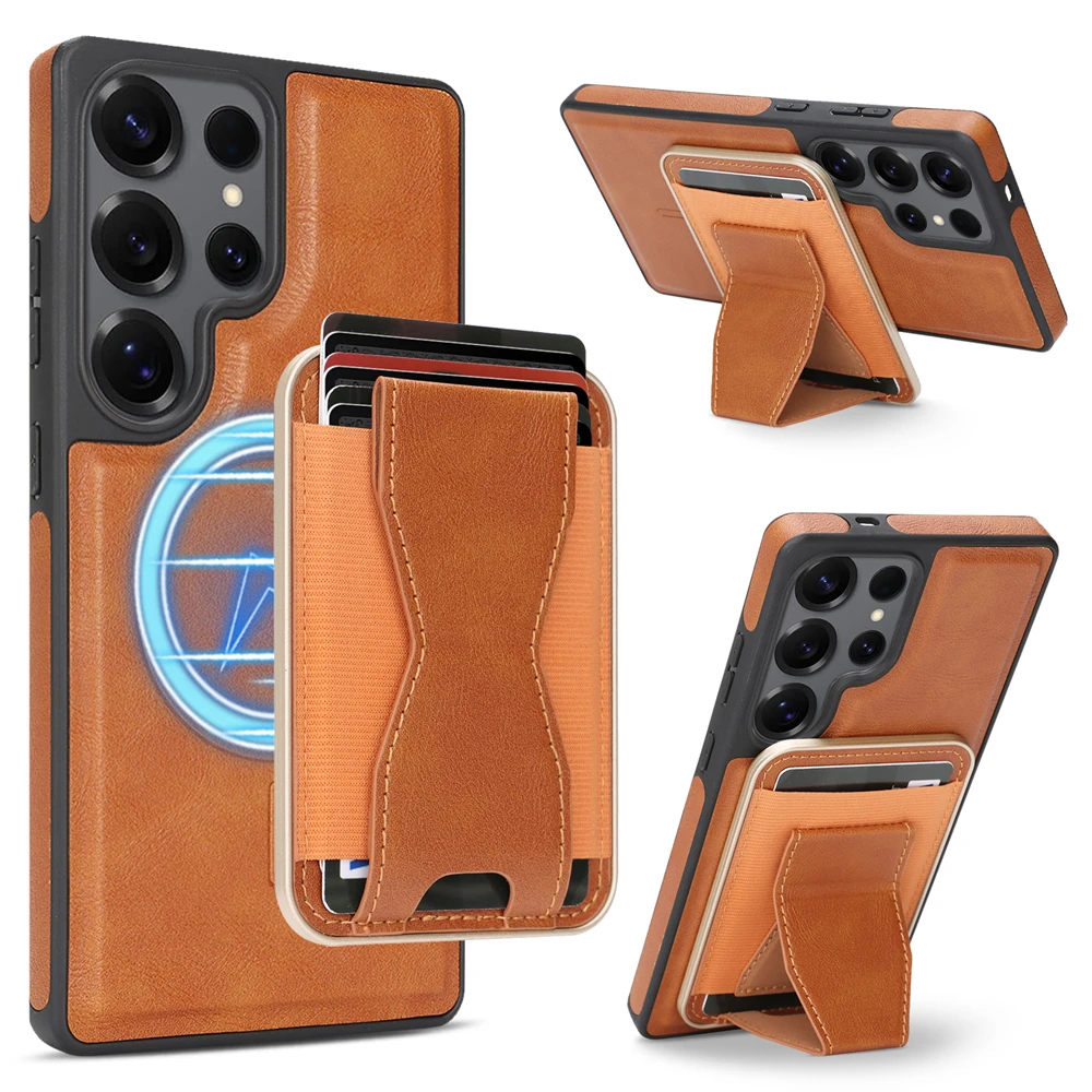 Leather Detachable Magnetic Card Slot Wallet Case with Magsafe Shockproof Cover