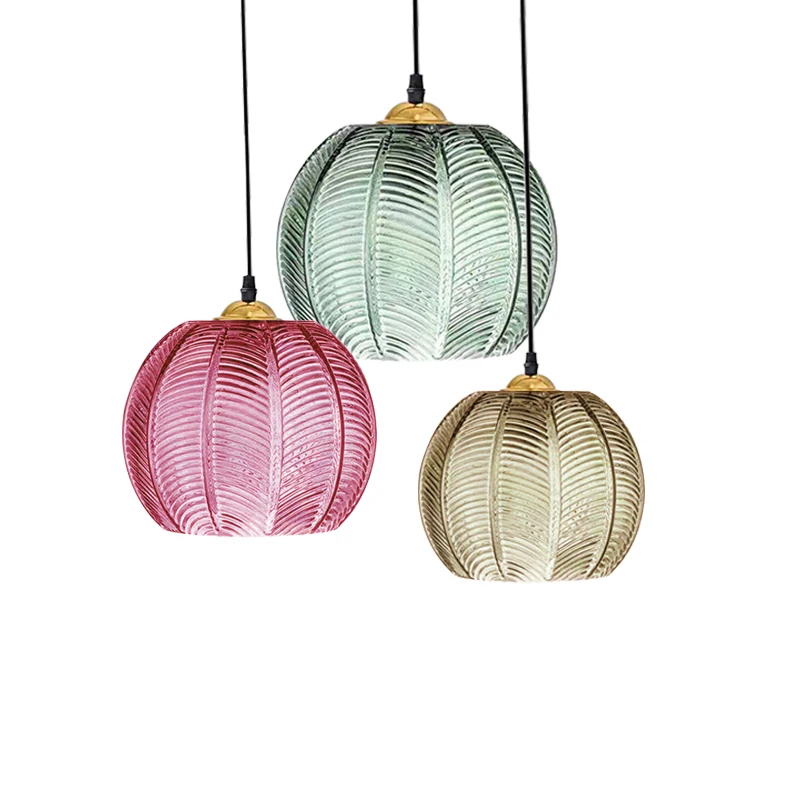

Modern Glass Pendant Light Green Leaf Pattern Lighting For Living Room Dining Room Hotel Study Bedroom Indoor Decorative Fixture