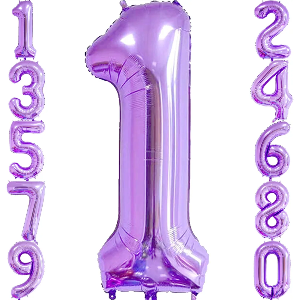 Giant 40Inch Purple Birthday Balloons 0-9 Digit Balloons for Purple Butterfly Number Birthday Party Baby Shower Decoration Favor