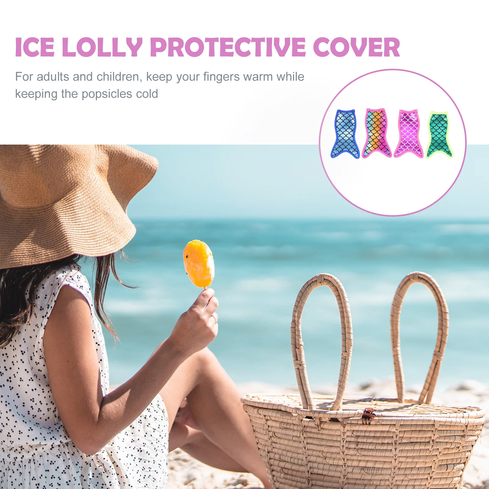 4 Pcs Popsicle Set Mermaid Ice-Lolly Cover Holders popsicle rack popsicle holders sleeves for Kids Popsicles Bag Refrigerator Stick Sleeve Insulated Bags Sleeves