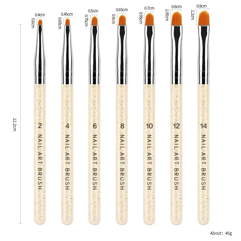 7Pcs/Set Nylon Hair UV Gel Acrylic Nail Art Builder Brush Pen Drawing Pens For Nail Design Nail Supplies For Professionals 2