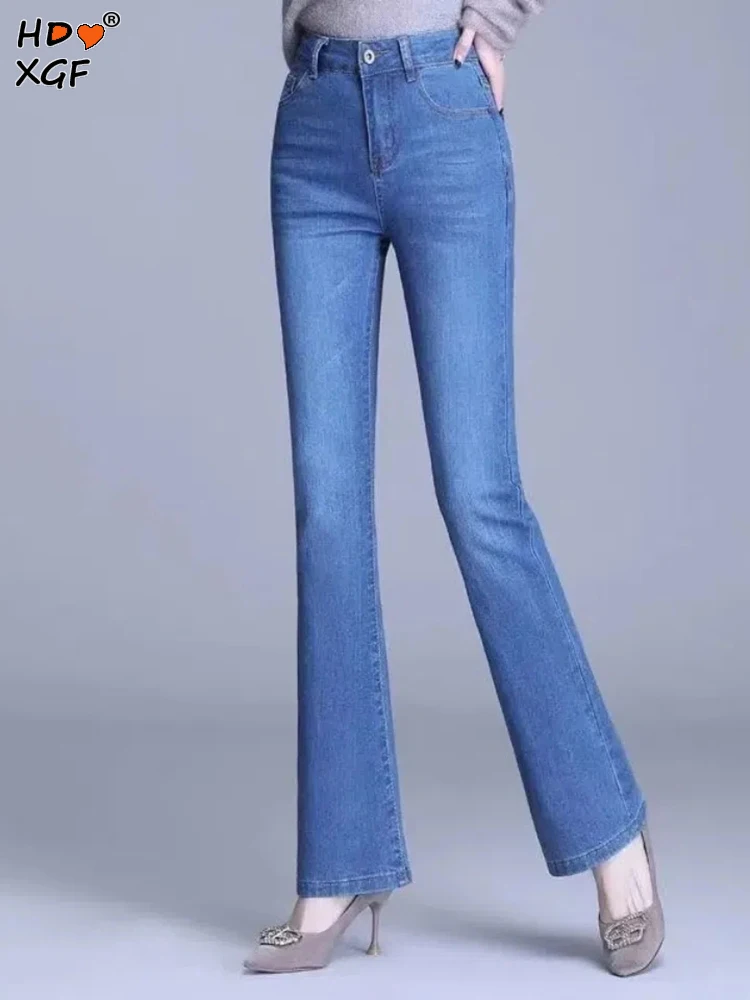 High Waist Slim Jeans Casual Fashion Office Ankle-length Flare Cowboy Trousers Korean Vintage Skinny Denim Pants Vintage Clothes