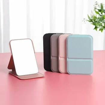 Miroir de maquillage de bureau en cuir PU, miroir de vanité Portable pliable, miroirs compacts, miroirs de poche mignons pour outil de voyage 1