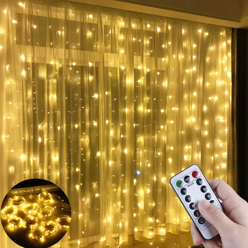3M LED Curtain Garland on The Window USB Power Fairy Lights Festoon with Remote New Year Garland Led Lights Christmas Decoration