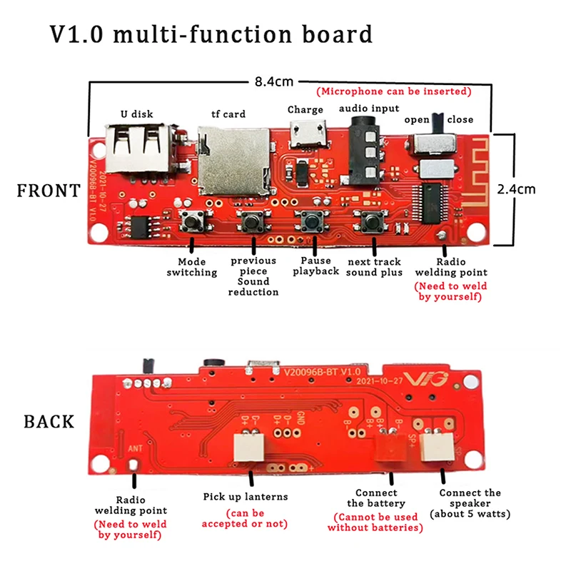 Multifunctional Bluetooth Audio Circuit Board Bluetooth Module Amplifier Board DIY Module Mltifunctional Lantern Audio Amplifier Board