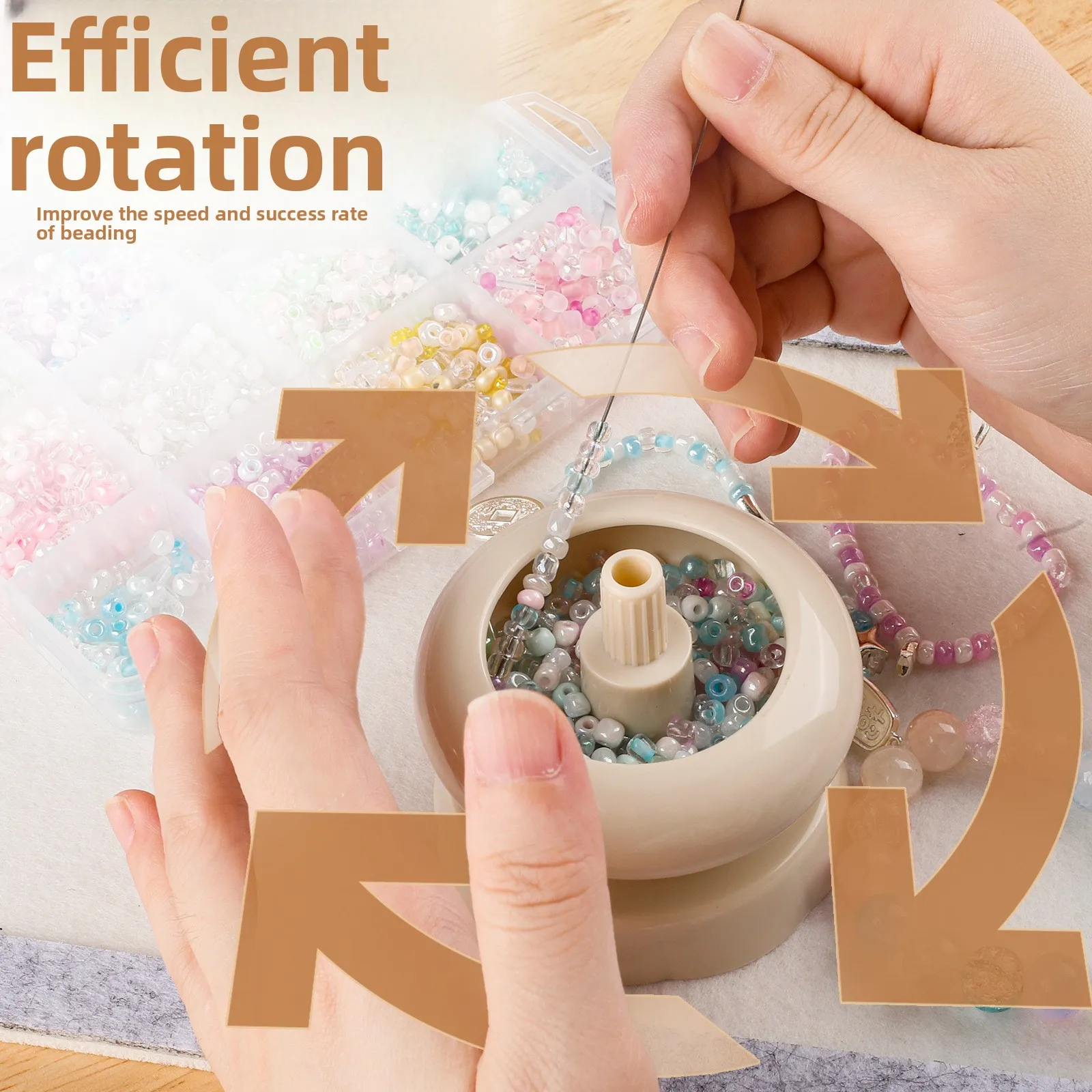원목 회전 비즈볼 수동 회전식 빠른 스트링잉 도구 DIY 쥬얼리 제작 팔찌 목걸이 공예 용품 선물