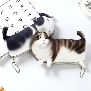 Bambini ragazzo panno morbido materiale scolastico scatola per matite cancelleria borsa per penna organizzatore di immagazzinaggio astuccio per matite simulazione cartone animato gatto