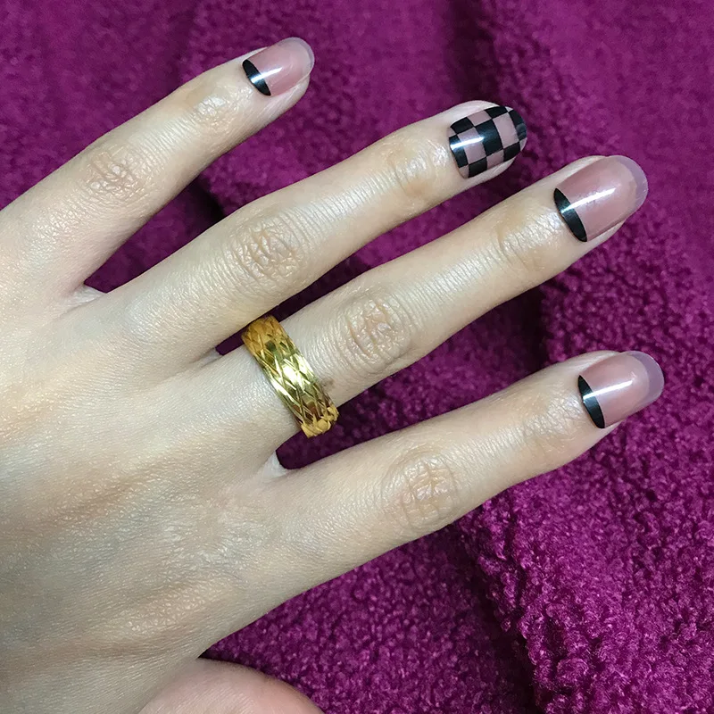 6mm Pattern Stainless Steel Wedding Rings For Men Women gold color rings couples rings stainless steel ring finger ring gold color ring wedding rings wedding ring