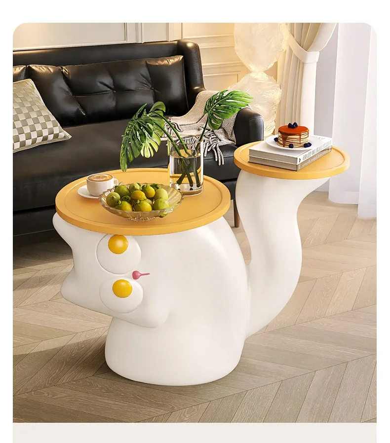 IHOME Crooked Cat Tray With Cute Living Room Cabinets Creative Decoration Black Simple Modern Small Coffee Table Side Table 2024