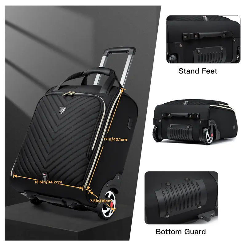 Laptop Bag Business Trolley Bags Carry-On Underseat Airlines Luggage Travel Bag with Wheels Women Men Briefcase 18 inch Softside - Image 2