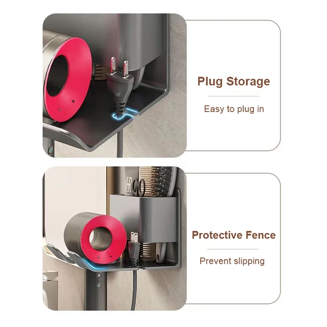 Nincs Fúró Hajszárító Tartó A Dyson Szervezett Állvány Falra Szerelt Fürdőszobai Polc Tároló Polcokhoz - Image 3