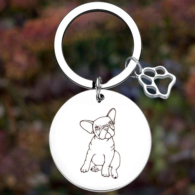 French Bulldog Keychain - Silver, Bronze, Black - Zinc Alloy