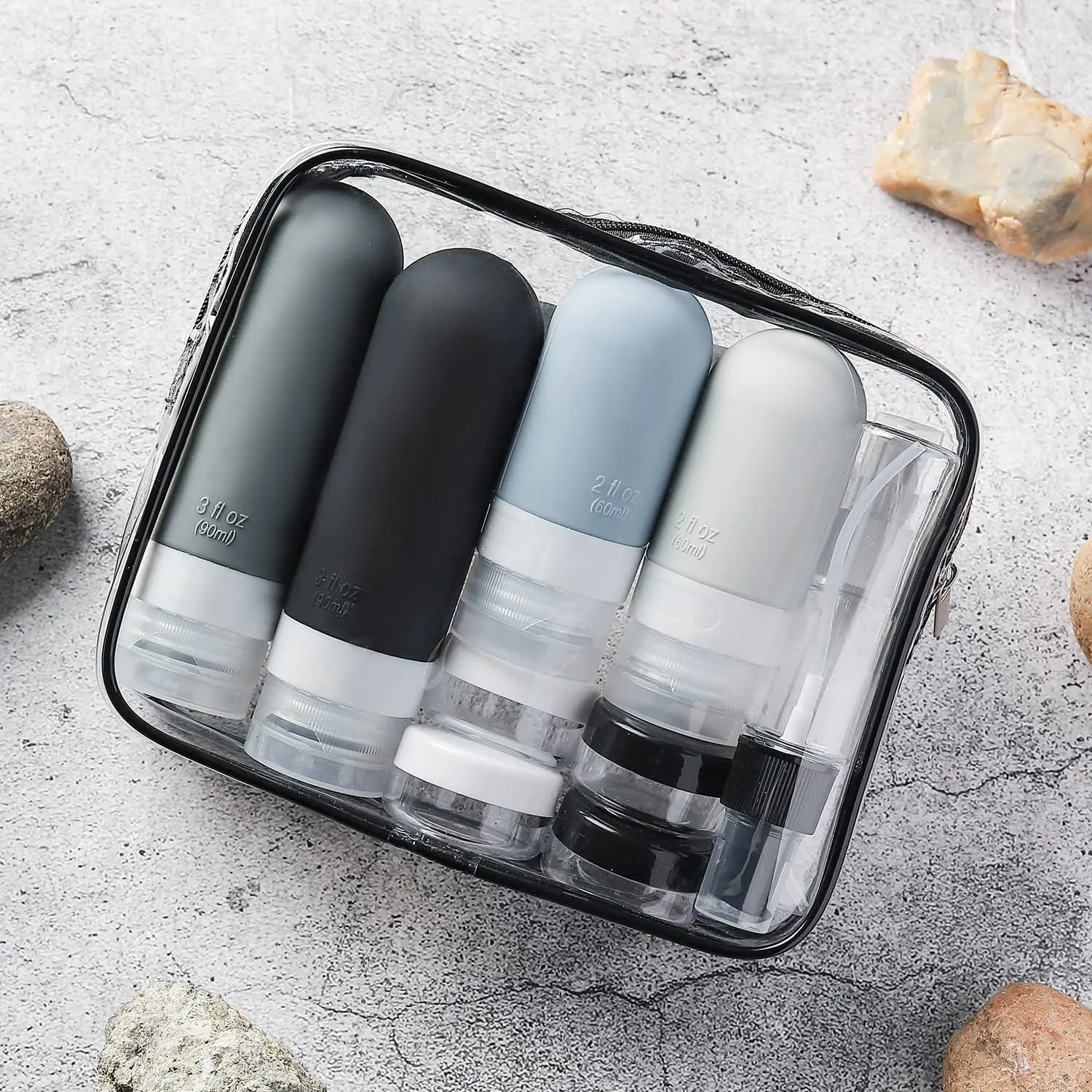 Travel-Sized Leak-Proof Silicone Toiletry Container Set - 16 Pieces
