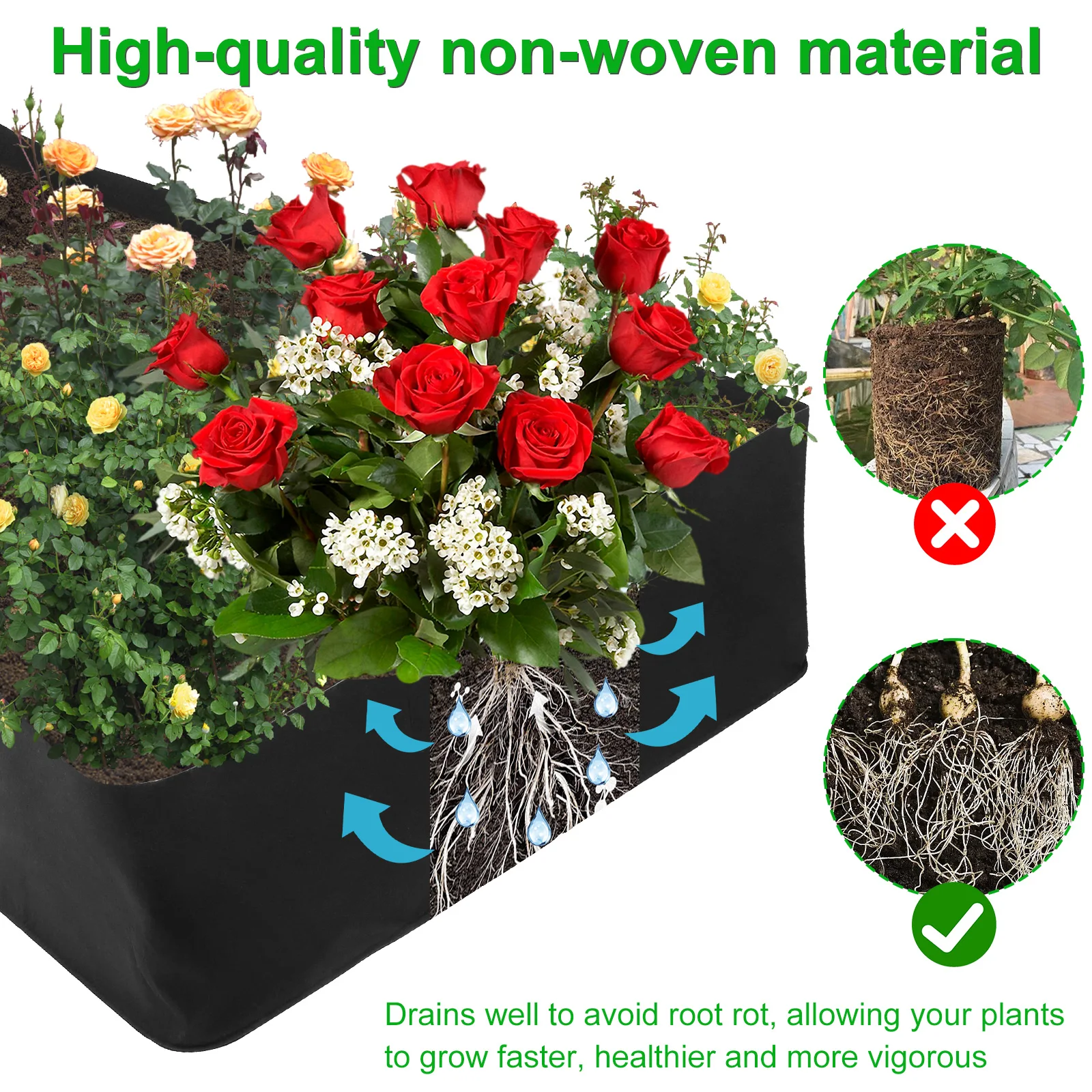 Fioriere Da Esterno Grandi Vasi per fioriere da giardino rialzate per impieghi gravosi Grow Bags Letto per piantagione rialzato rotondo in tessuto per piantare piante di ortaggi a fiore di erbe EIIDJF