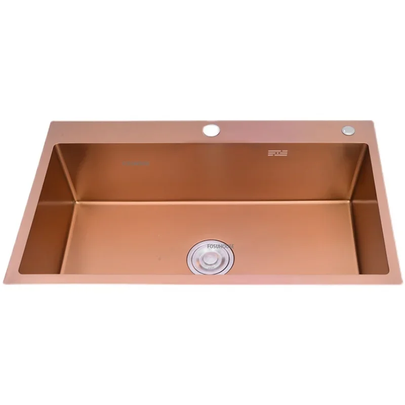 Rose Gold Stainless Steel Single Bowl Kitchen Sinks Accessory 304 Sink Bowl Kitchen Drain Basket Above Counter Sink Wash Basin 2