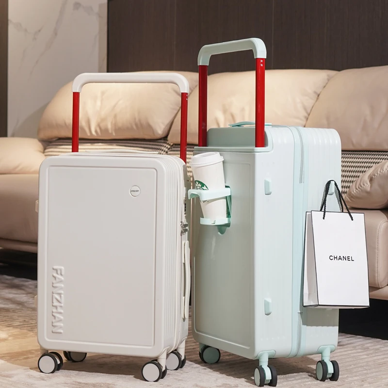 20 Inch Travel Suitcase Carry-On Luggage Trolley Case with Cup Holder USB Charging travel bag,pull bar suitcase