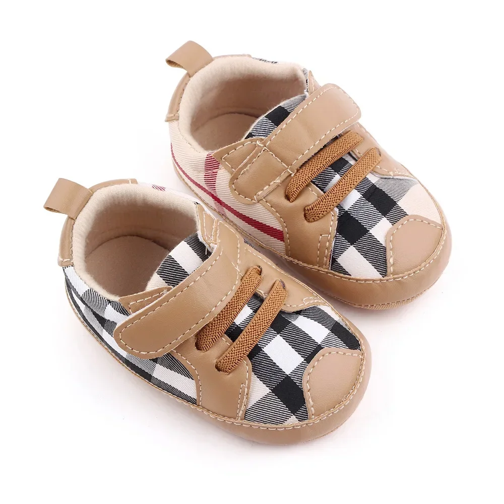 Baby Shoes Soft Soles Autumn Fashion Plaid Comfortable Cotton Anti-Slippery First Walking