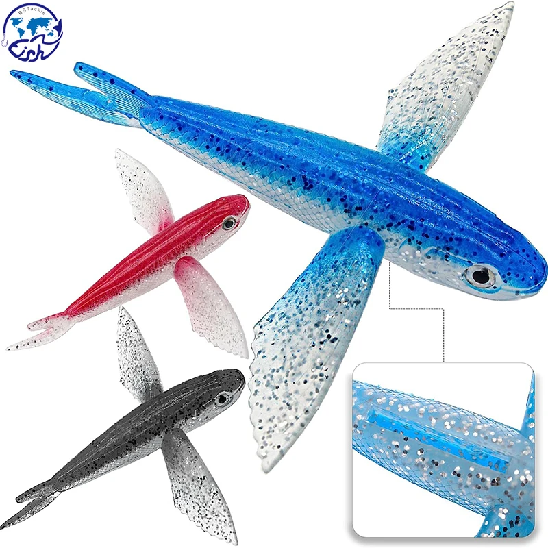 Flying Fish Lure Fishing Soft Lures Baits Set Saltwater Fishing Tackle with  3D Eye Big Game Boat Trolling Lure Marlin Tuna Mahi - AliExpress