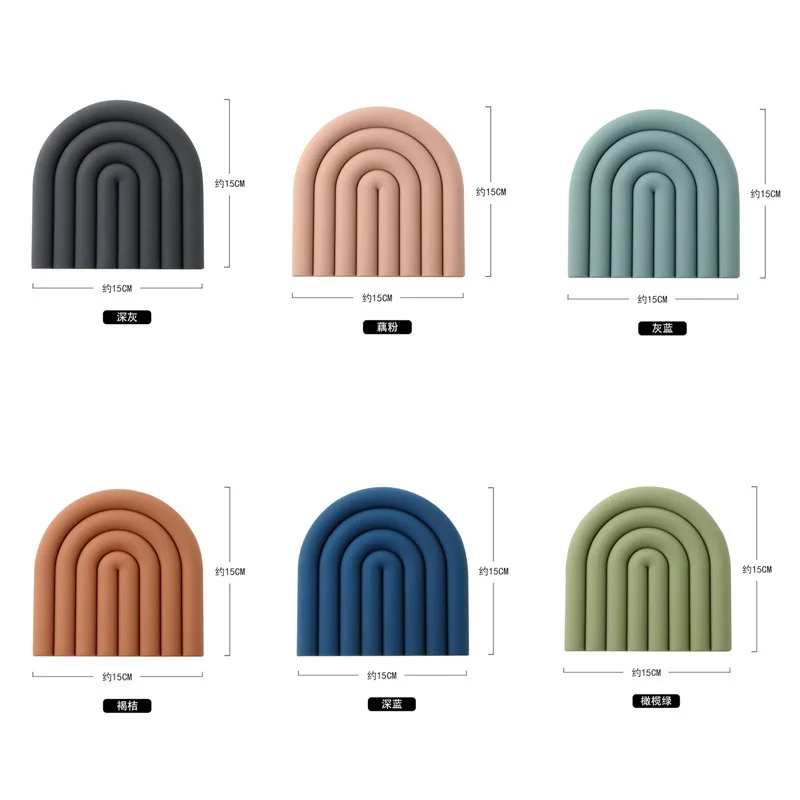 Description Picture 2 of itemSelf-designed Rainbow Silicone Coaster Household Table Heat Insulation High Temperature, Dish Casserole Anti-hot Mat Drain Mat