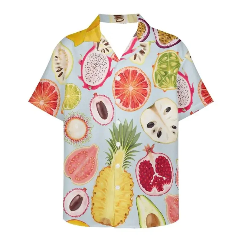 thumbnail image 1 of Camisa de tomate para hombre, camisa de manga corta con estampado de frutas en 3D para hombre, ropa informal de moda con botones y solapa, camiseta de gran tamaño, 1 of 5