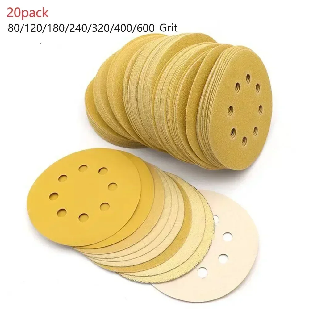 20 Pack 5 Inch 8-hole 125mm Sanding Discs Sanding Polishing Sandpaper for Random Orbital Sander