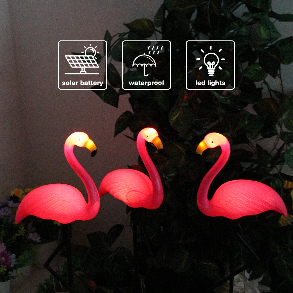 Group Flamingo Solar Light Waterproof Garden Stake Lamp Outdoor Courtyard Decoration Light Patio Walkway Light Lawn Light 4