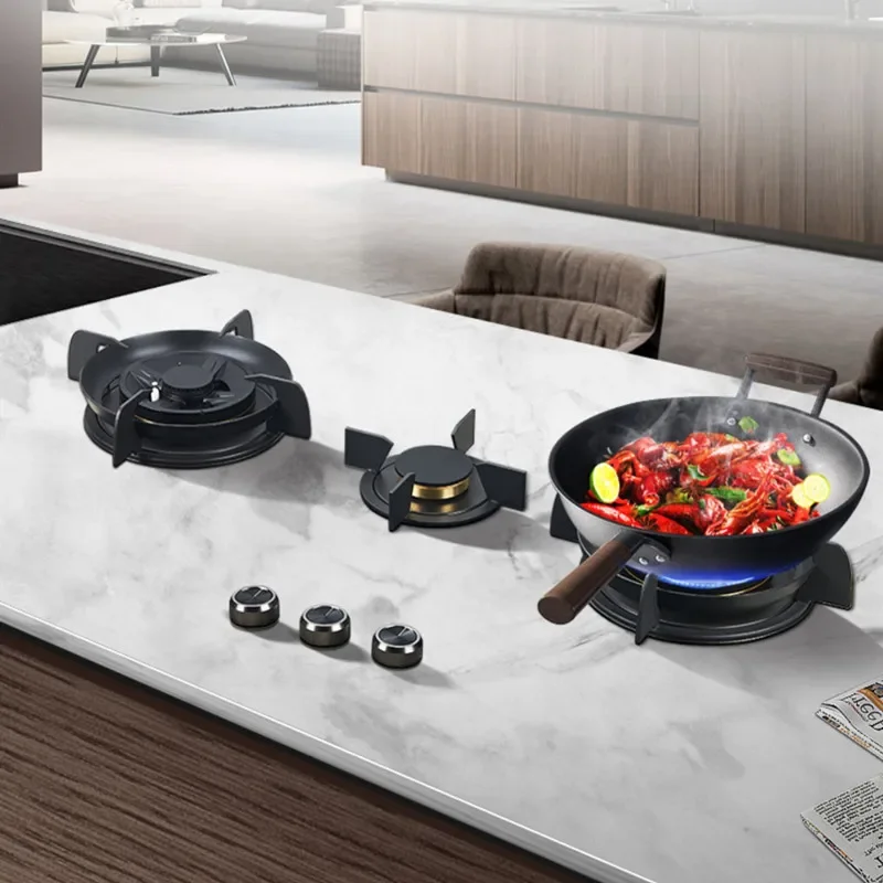 Slate Gas Cooker Built-in 3 Burner Stove for Kitchen LPG Natural Gas Cooker 5.2kw Fierce Fire Power European Panel Less Design