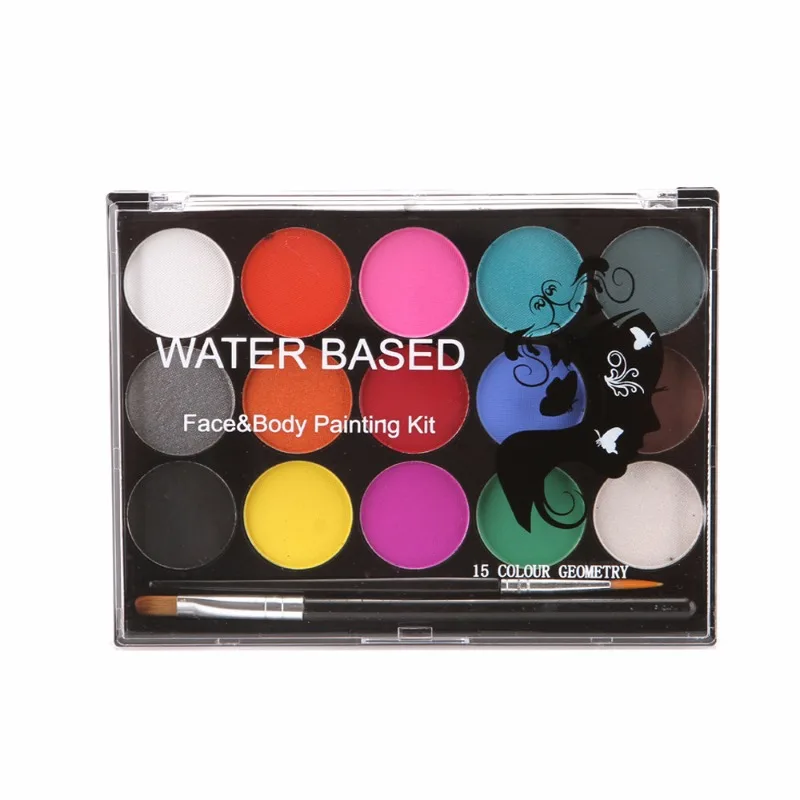 15 Colors Non Toxic Face Painting Body Makeup Safe Water Paint Oil With Brush Christmas Halloween Party Tools 6