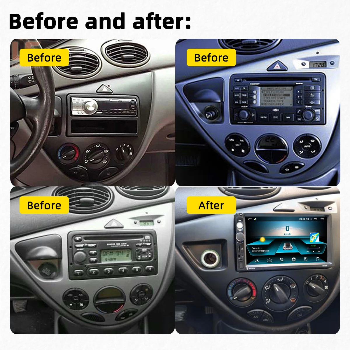 Android Auto CarPlay LHD Left Hand Drive For Ford Focus MK1 Stereo Radio  MP3 MP4