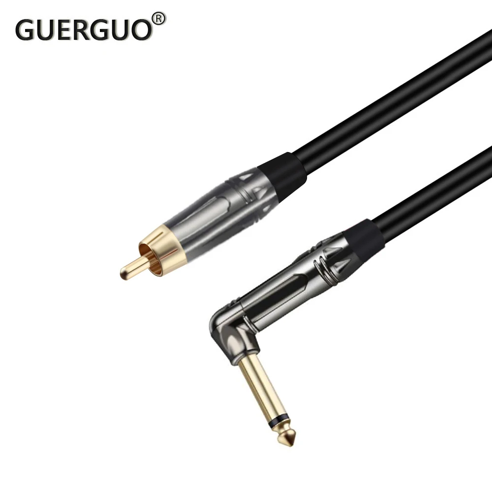 

Gold Plated RCA Male Cable to 6.35mm Right Angle Mono Jack Audio Plug Male Balanced Assembly Microphone Adapter