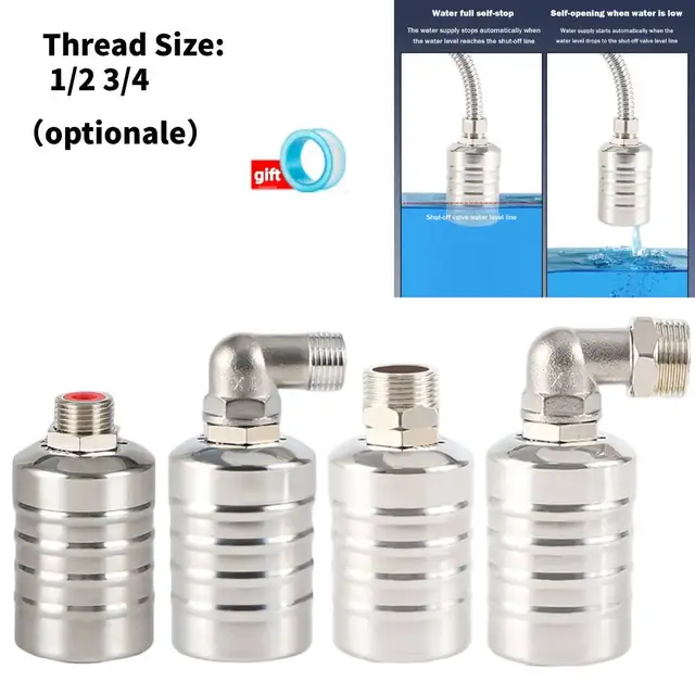 Stainless Steel Floating Ball Valve Automatic Water Level Control Valve 1/2 3/4 Float Valve Water Tank Water Tower Shutoff Valve