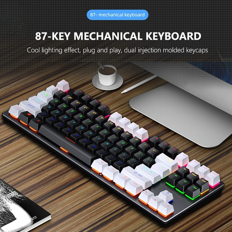 

K550 Mechanical Gaming Keyboard 87 Keys RGB LED Rainbow Backlit Keyboard for