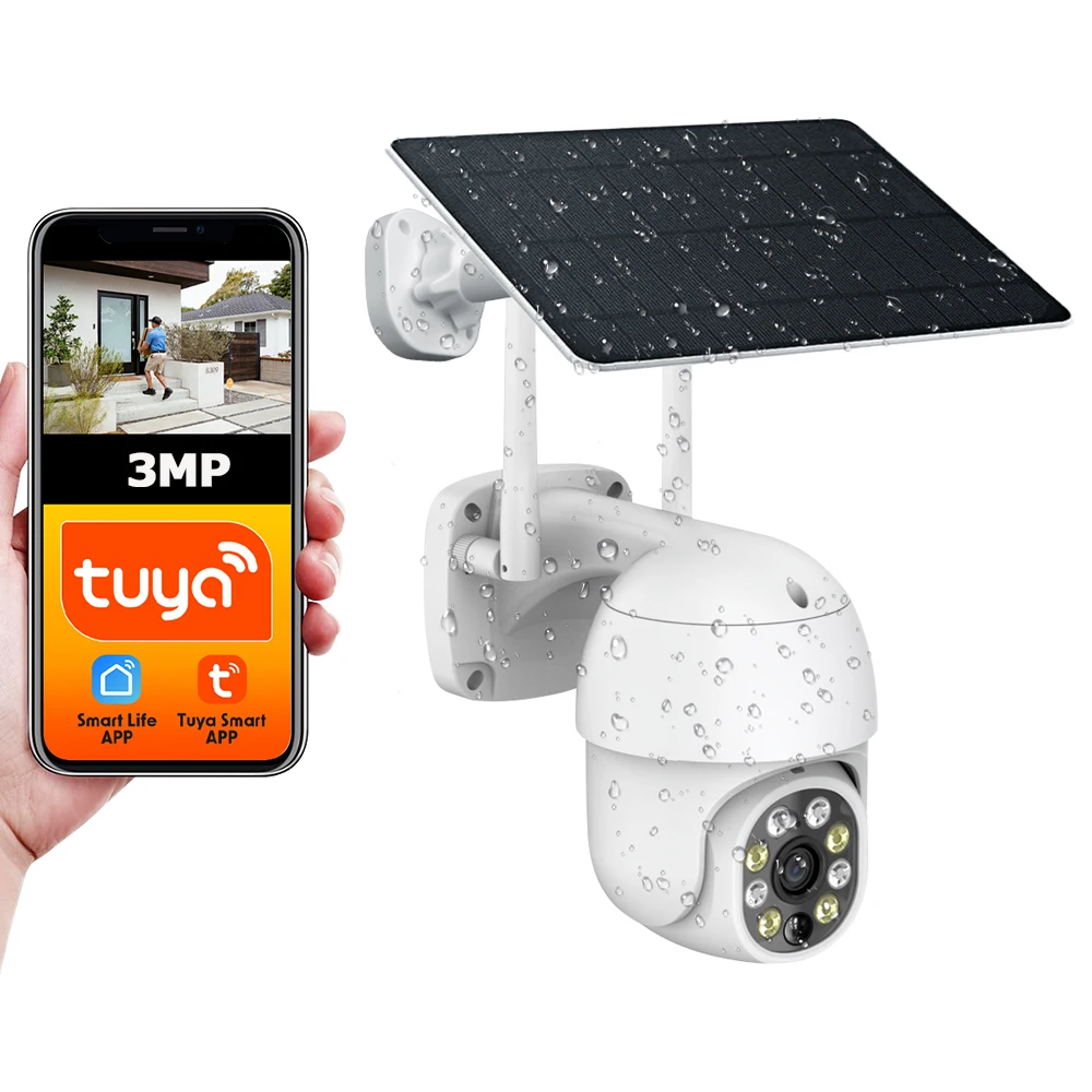 Tuya SmartLife APP 3MP WiFi Battery Solar Motion Tracking PIR Detect Security Surveillance Color Night Vision Outdoor PTZ Camera 1