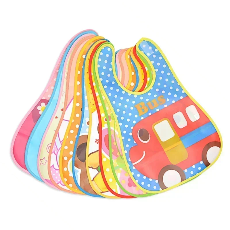 Baby Bib Feeding Bib Cotton Bib Set Cotton Bib Adjustable Baby Bibs EVA Plastic Waterproof Lunch Feeding Cute Cartoon Children Apron Burp