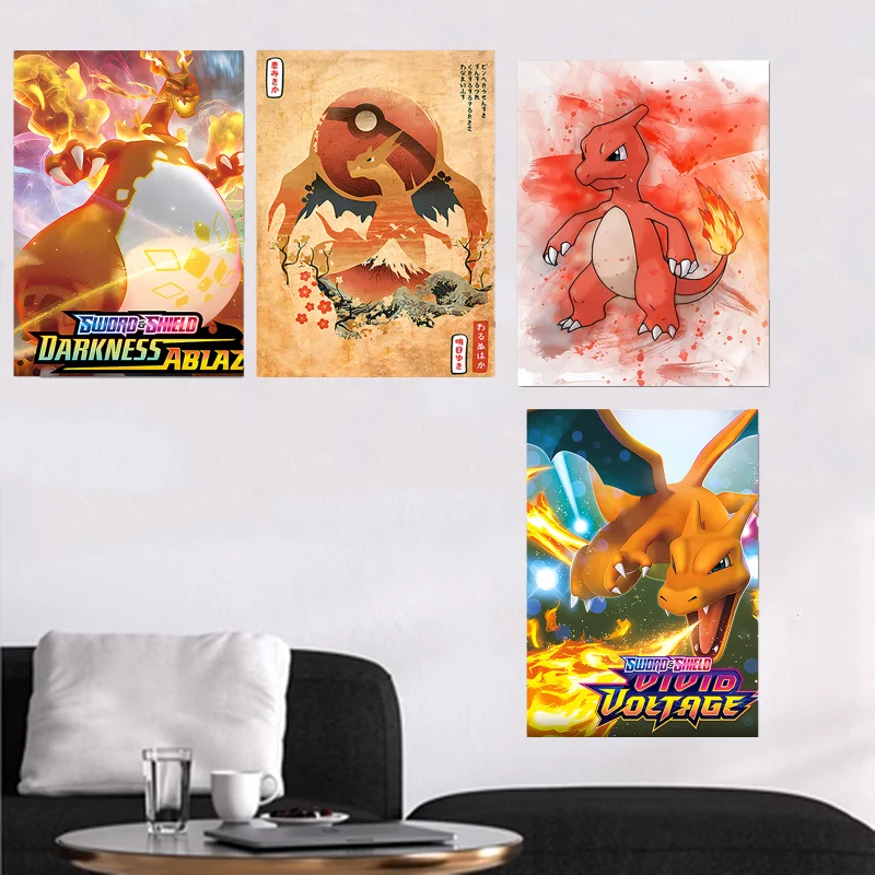 

Постер серии Charizard с покемоном чармандером, декорация на стену, Картина на холсте, детские игрушки, подарок на день рождения